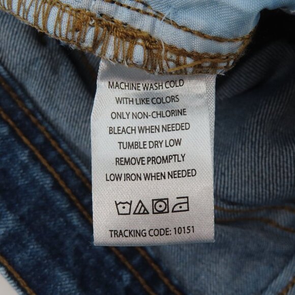 Phat Farm Boys 6 Skinny Fit Moto Motorcycle Jeans Distressed Patches Blue Denim - Picture 10 of 12